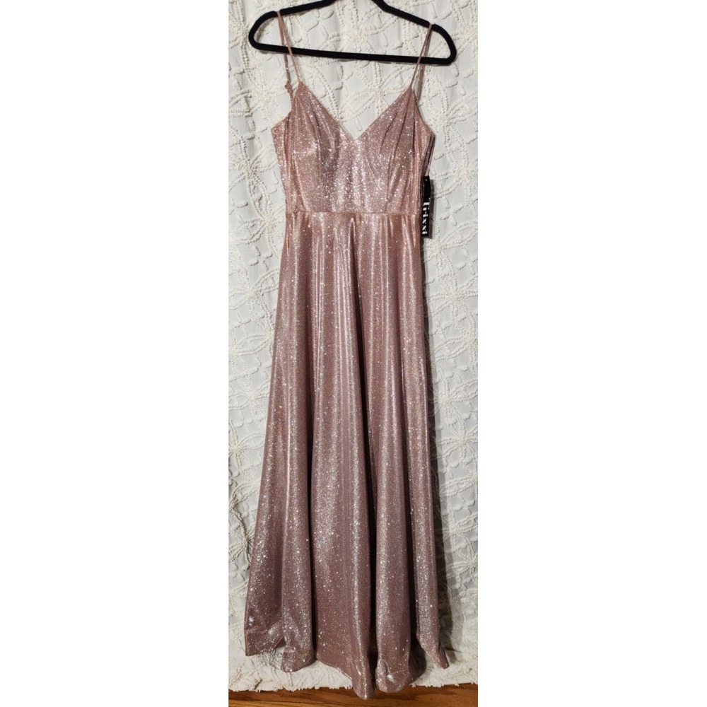 Trixxi Womens Formal Glitter Dress Size 7 Pink Prom Sparkle‎ Barbie Long